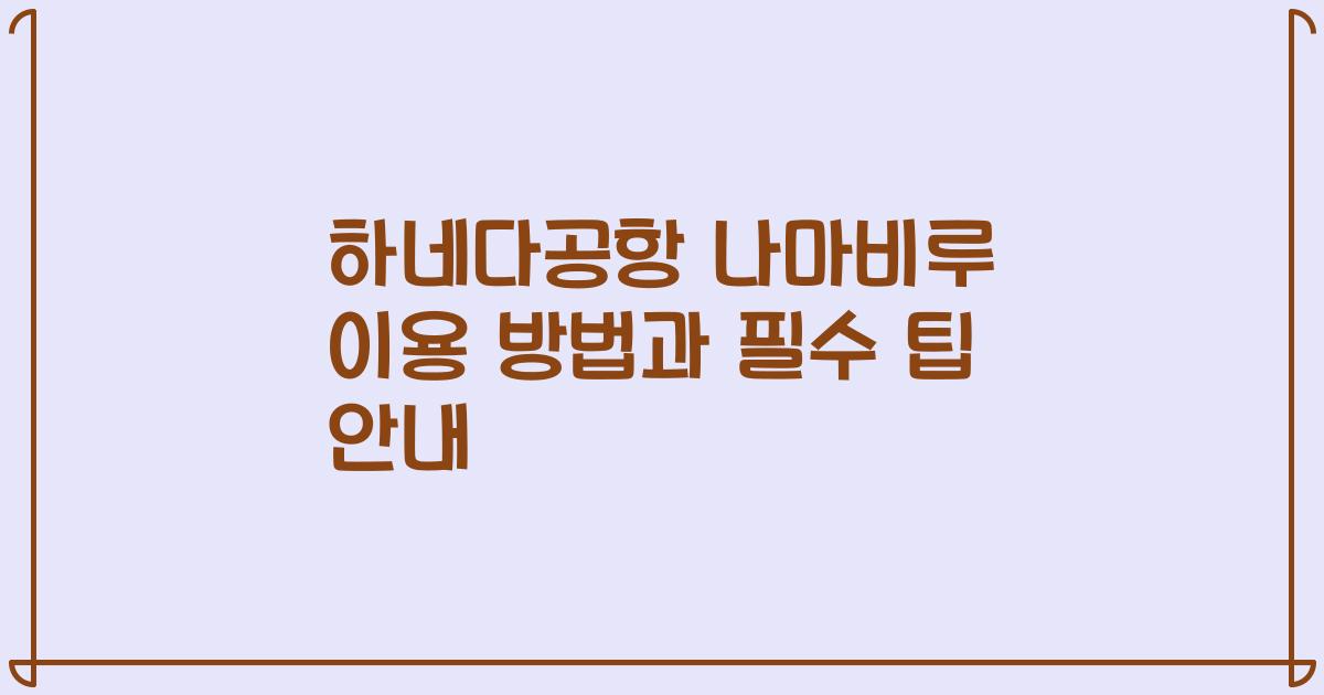 하네다공항 나마비루 이용 방법과 필수 팁 안내