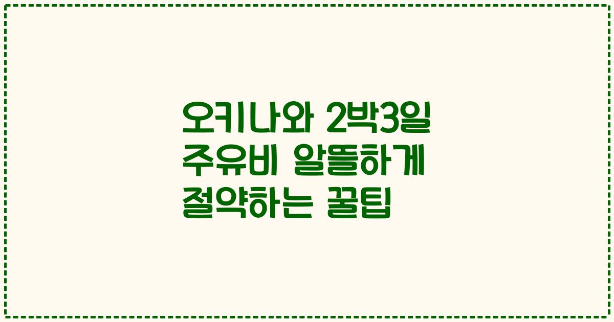 오키나와 2박3일 주유비 알뜰하게 절약하는 꿀팁
